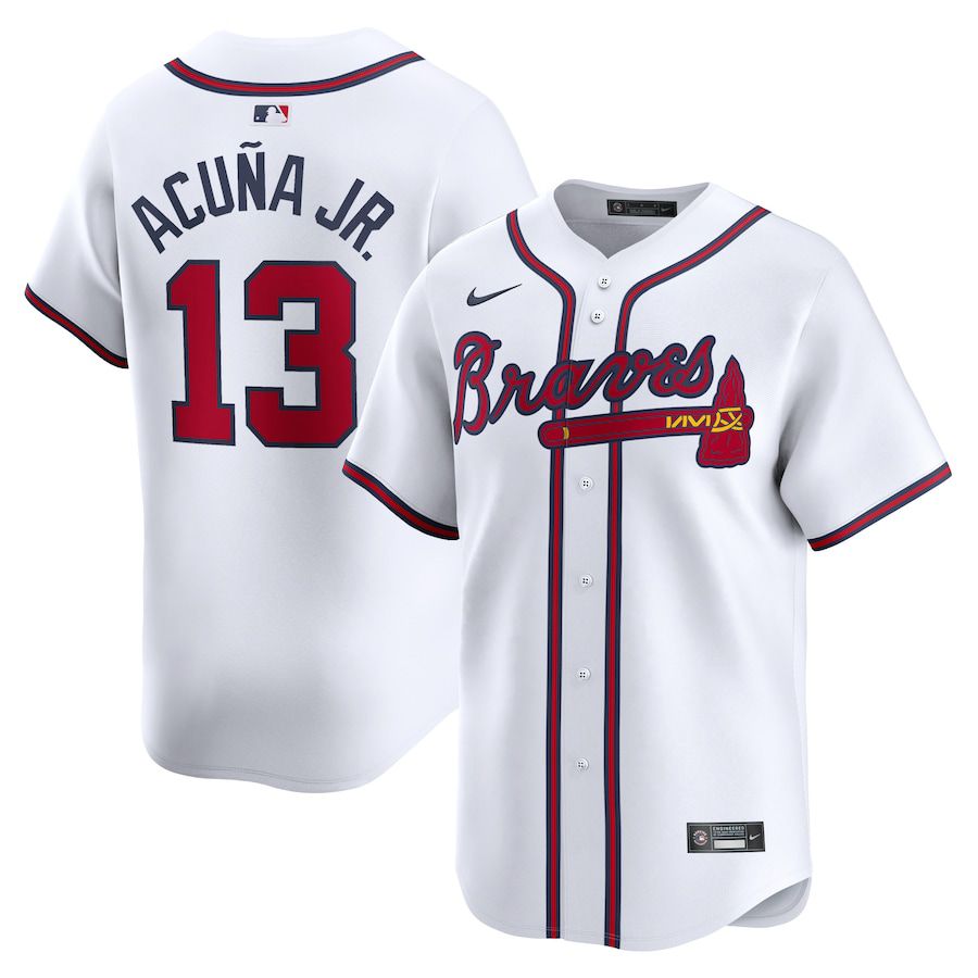Men Atlanta Braves #13 Ronald Acuna Jr. Nike White Home Limited Player MLB Jersey->customized mlb jersey->Custom Jersey